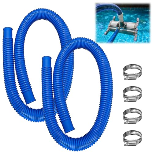 CAREDGO Pools Zubehör 2 Stück Poolschlauch Ø 32mm Schwimmbadschlauch Ersatzschlauch Poolpumpe Schlauch Pool 200cm Pool Saugschlauch Blau Solar Poolschlauch mit 4 Sicherungsclip für Filterpumpe von CAREDGO