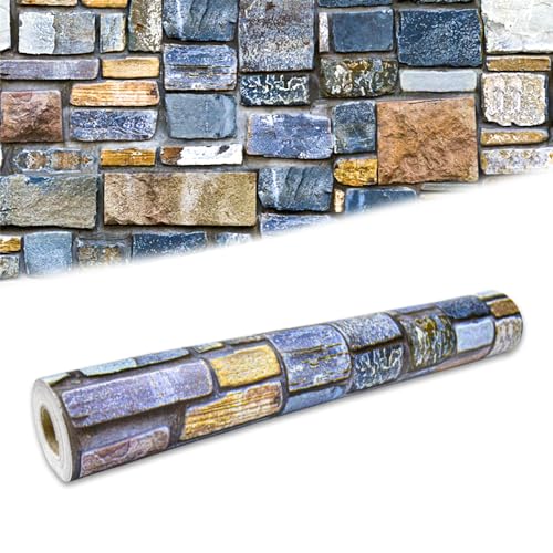 CAREDGO Tapete Selbstklebende, Ziegel Klebefolie Selbstklebend Vliestapete 45cm * 9.5M Steintapete 3d Self Adhesive Wallpaper in Ziegel Muster Wandaufkleber Wasserfest Ziegel Wandaufkleber für Wand von CAREDGO