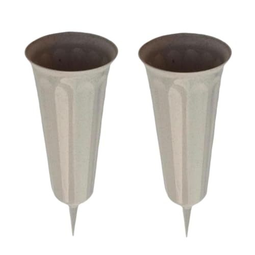 Dekoratives 2er-Set Grabvase, Blumenvasen – elegante Stand- und Einbauvasen für Grabsttten – zur Gedenkdekoration von CARESHINE