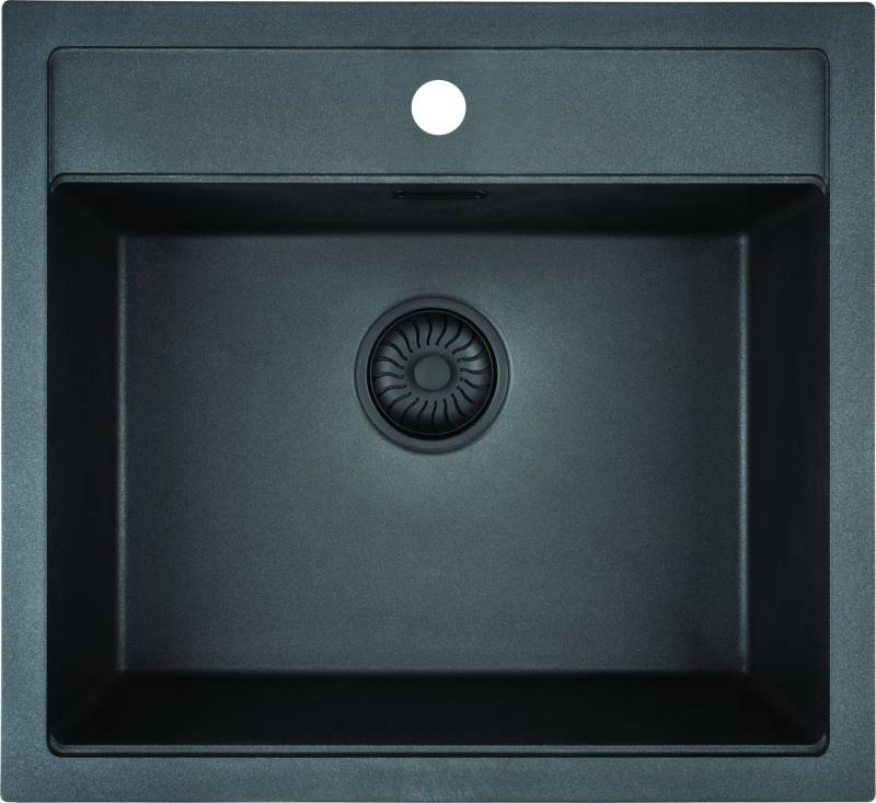 CARESSI Küchenspüle CAGR50KRBKTU, rechteckig, 56/59 cm, Black Line, Handgefertigt von CARESSI