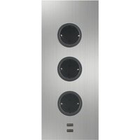 Steckdosenelement 3ST29 3 Schukosteckdosen 2 USB-Charger Edelstahl - Caressi Steckdosenelement 3ST29 3 Schukosteckdosen 2 USB-Charger Edelstahl - Caressi von CARESSI