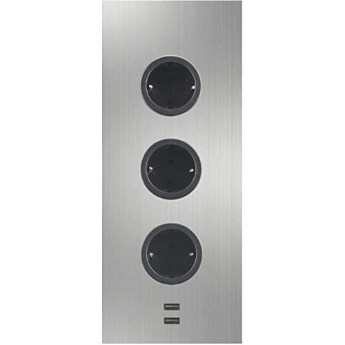 CARESSI Steckdosenelement 3ST29 3 Schukosteckdosen 2 USB-Charger Edelstahl CARESSI Steckdosenelement 3ST29 3 Schukosteckdosen 2 USB-Charger Edelstahl von CARESSI