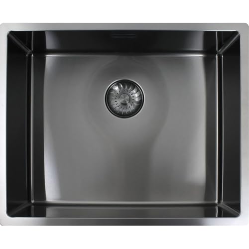 Küchenspüle 3D 540x444 mit Integral-Siebkorbüberlaufventil - Einbauspüle mit erhöhter Kratzbeständigkeit, Edelstahl anthrazit von CARESSI