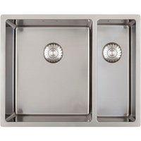 Solido 3D-Spüle CAPP3415R10 Edelstahl Doppel Spülbecken 550x440mm - Spüle mit Integral Siebkorbüberlaufventil von CARESSI