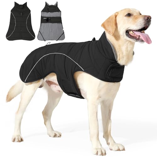 Hundemäntel für mittelgroße und große Hunde, Winterjacke aus Fleece, wasserdicht, warme Fleece-Hundeweste mit D-Ring, Kordelzug und 2 versteckten elastischen Bändern, gesteppte große Haustier-warme Hundemäntel für mittelgroße und große Hunde, Winterjacke aus Fleece, wasserdicht, warme Fleece-Hundeweste mit D-Ring, Kordelzug und 2 versteckten elastischen Bändern, gesteppte große Haustier-warme von CAREUPET