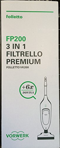 FP200 Filtrello Premium Original für Kobold VK200 6 Staubsaugerbeutel + 6 Dovina Duftchips von Vorwerk