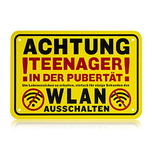 Vorsicht Teenager Schild 18. Geburtstagsgeschenk Junge Mädchen, Jugendzimmer Zocker Aesthetic Deko CARGEN Retro Lustige Schilder 300X200 mm Achtung Sie auf Teenager in der Pubertät von CARGEN