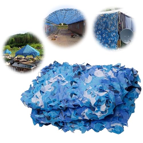 CARHLEAN 1x1.5m Blau Tarnnetz,Armee Camouflage Netz,Camo Net Ozean Tarnung Netz Jagd Militär Dekoration Sonnenschutz,Bundeswehr Tarn Camo Autoabdeckung 1x10m,2x8m,3x5m,6x20m,9x12m(2X5M) von CARHLEAN