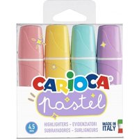 Carioca - memolight pack de 4 pastellfarbene Textmarker - Tinte auf Wasserbasis de und abwaschbar - abgeschrägte Spitze - Farbe verschiedene von CARIOCA