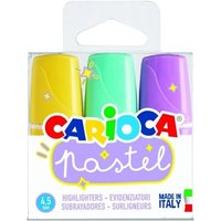 Carioca - minilight pack de 3 pastellfarbene Textmarker - Tinte auf Wasserbasis de und abwaschbar - abgeschrägte Spitze - Farbe verschiedene von CARIOCA