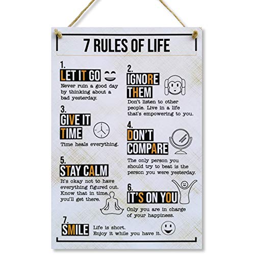 CARISPIBET 7 Rules of Life | Dekoschild glücklich und inspirierend, erhebende Hausdekoration, 30,5 x 20,3 cm von CARISPIBET