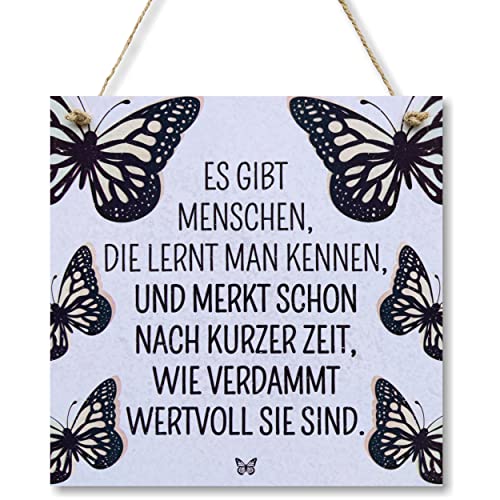 CARISPIBET Es gibt Menschen die lernt Man kennen Wanddeko Wanddeko Hausschilder mit Humor Hausdeko Lustige Schilder Bürodeko 20 x 20 cm von CARISPIBET