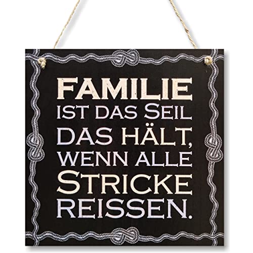 CARISPIBET Familie ist das Seil das Hält Dekoschild Hängeornamente Hausdeko Wohnkultur Wandkunst 20 x 20 cm von CARISPIBET