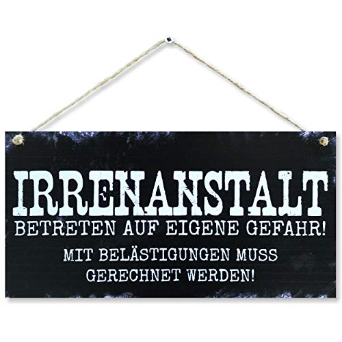 CARISPIBET Irrenanstalt | sarkastisch Wohnkultur schild Dekoration Zeichen Wandkunst lustige Wohnaccessoires 15x30cm von CARISPIBET