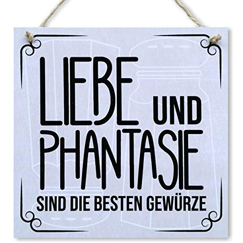 CARISPIBET Liebe und Phantasie | Wandschild Kücheschild Vintage-Look Kochen Koch leckeres Essen weltweite Rezepte von CARISPIBET