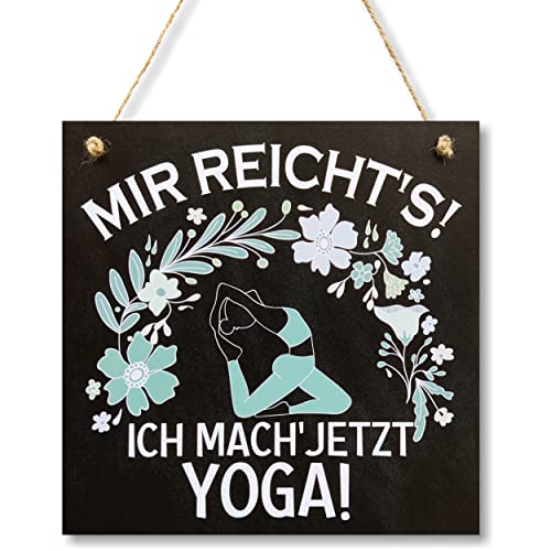 CARISPIBET Mir reicht's! Ich mach' jetzt Yoga! Wanddeko Wohnkultur Hausschilder mit Humor Hausdeko Lustige Schilder 20 x 20 cm von CARISPIBET