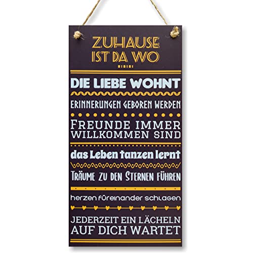 CARISPIBET Zuhause ist da wo Retro vintage nostalgie deko Holzdeko-Schild, Wandschild, Türschild, Holztafel, Holzbild 30x15 von CARISPIBET