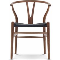 Stuhl CH24 Wishbone Chair Walnuss geölt Geflecht schwarz von CARL HANSEN & SØN