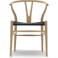 Stuhl CH24 Wishbone Chair geseift Eiche/Geflecht schwarz von CARL HANSEN & SØN