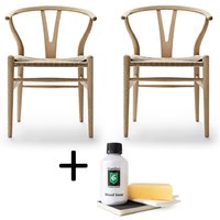 Stuhl CH24 Wishbone Chair Set Eiche geseift inkl. Holzpflegeset von CARL HANSEN & SØN