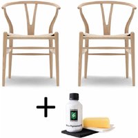 Stuhl CH24 Wishbone Chair Set Eiche weiß geölt inkl. Holzpflegeset von CARL HANSEN & SØN