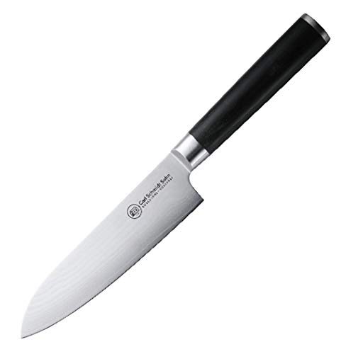 CARL SCHMIDT SOHN Santokumesser Konstanz aus Damaststahl und Holz in der Farbe Silber-Schwarz, Klingenlänge: 12cm, 071318 von Carl Schmidt Sohn