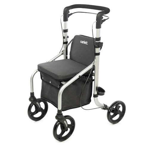 Carlett – Lett Go| Gehhilfe mit integriertem Sitz | Zugelassenes Medizinprodukt | XL-Schwenkräder | Verstellbarer ergonomischer Lenker | Doppelbremse mit Sicherheitssystem| Volcano von CARLETT