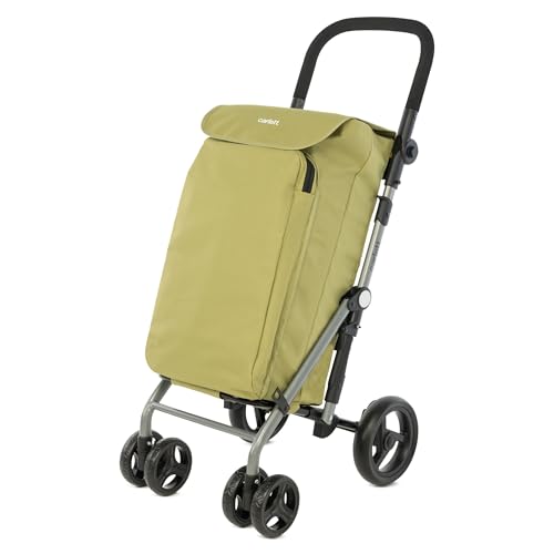 Carlett - Lite Duo Lett430 | Klappwagen für Supermarkt | 4 Räder | Verstellbarer Lenker und Sicherheitsbremse | 48L erweiterbare Tasche | 10L Thermobeutel |Olivgrün von CARLETT