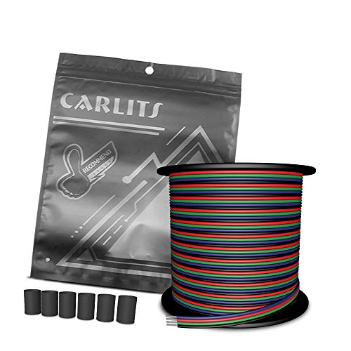 CARLITS 30M 22 AWG 4 Adriges RGB Verlängerungs Kabel Draht Leitung, 12/24V DC 4x0.3mm² 100ft LED Leuchten Streifen Kabel Spule für 5050 3528 RGB LED Streifen CARLITS 30M 22 AWG 4 Adriges RGB Verlängerungs Kabel Draht Leitung, 12/24V DC 4x0.3mm² 100ft LED Leuchten Streifen Kabel Spule für 5050 3528 RGB LED Streifen von CARLITS