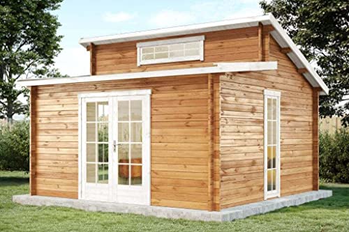 Alpholz Gartenhaus Lausitz-40 aus Massiv-Holz | Gerätehaus mit 40 mm Wandstärke | Garten Blockhaus inklusive Montagematerial | Geräteschuppen Größe: 420 x 420 cm | Pultdach von Alpholz