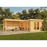 Alpholz Flachdach Gartenhaus Modell Quinta iso Gartenhaus aus Holz, Holzhaus mit 70 mm Wandstärke inklusive Schleppdach Blockbohlenhaus von ALPHOLZ