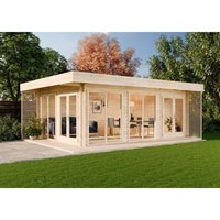 Carlsson Gardenlounge Viva b mit Fußboden Gartenhaus aus Holz Holzhaus mit Schleppdach, 70 mm Wandstärke , naturbelassen - Naturbelassen von ALPHOLZ