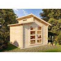 Gartenhaus Aktiva Gartenhaus aus Holz in Braun, Holzhaus mit 40 mm Wandstärke, Blockbohlenhaus mit Montagematerial - Braun - Alpholz von ALPHOLZ