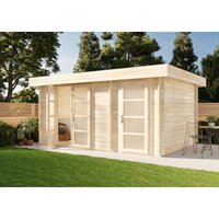 Carlsson Gartenhaus Modern-E aus Holz Gartenhütte fsc zertifiziert Geräteschuppen, 44 mm Wandstärke, Imprägnierung (Pinie) - Naturbelassen von ALPHOLZ