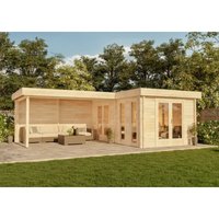 Alpholz Flachdach Gartenhaus Modell Quinta iso Gartenhaus aus Holz, Holzhaus mit 44 mm Wandstärke inklusive Schleppdach, Blockbohlenhaus mit von ALPHOLZ