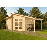 Alpholz Gartenhaus Aktiva 40 Varianta Gartenhaus aus Holz, Holzhaus mit 40 mm Wandstärke inklusive Schleppdach, Blockbohlenhaus mit Montagematerial von CARLSSON