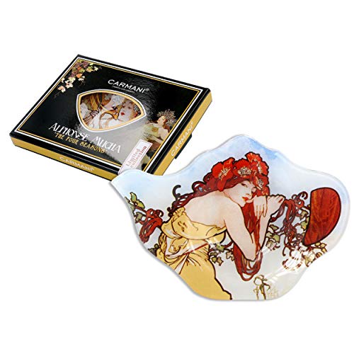 Carmani - Elegante Glas Tee-Beutel-Halter Geschirr in Teekanne Form, mit 'Vier Jahreszeiten Sommer' von Alphonse Mucha Carmani - Elegante Glas Tee-Beutel-Halter Geschirr in Teekanne Form, mit 'Vier Jahreszeiten Sommer' von Alphonse Mucha von Carmani