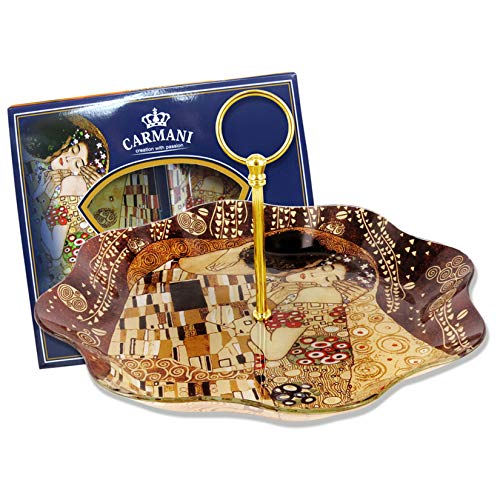 CARMANI - Runde Glasplatte mit Gustav Klimt 'Der Kuss' Gemälde gedruckt d.30cm von Carmani