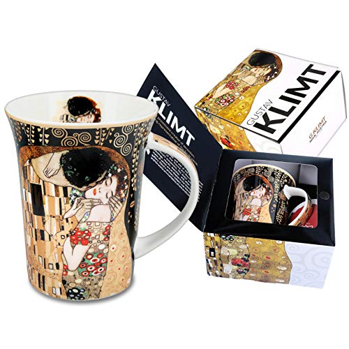 Carmani - Porzellan-Becher mit 'Der Kuss' von Gustav Klimt dekoriert 350ml von CARMANI