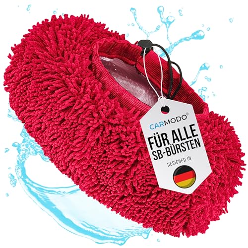CARMODO® Mr.BOB Premium Waschbürstenüberzug für die Auto Waschbürste, Lackschonender Bürstenüberzug für SB Waschanlagen - Brush Cover - Mikrofaser Autoschwamm - Car Wash - Rot von CARMODO