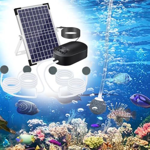 10W 10V Solar Teichluftpumpe, Solar Teichbelüfter mit 4400mAh Akku, 3 Modi Luftpumpe Sauerstoffbelüfter und 4 Luftsteine 10W 10V Solar Teichluftpumpe, Solar Teichbelüfter mit 4400mAh Akku, 3 Modi Luftpumpe Sauerstoffbelüfter und 4 Luftsteine von CARMOTTER
