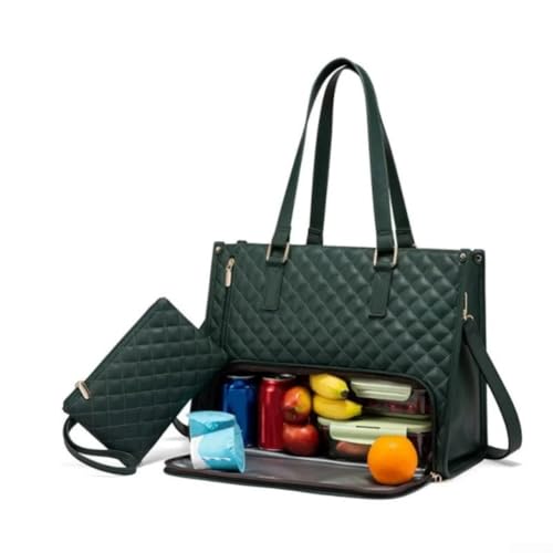 2-in-1 Handtasche Lunchtasche für Damen, geräumiger Laptop und Lunch-Tragetasche (grün) von CARMOTTER