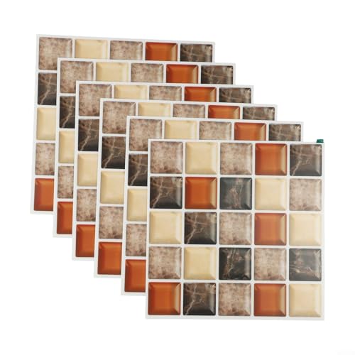 20 cm 6-teiliges Fliesen-Wandaufkleber-Set für feuchtigkeitsbeständigen und ölbeständigen Wandschutz, PET-Material mit Kratzfestigkeit, geeignet für verschiedene Räume (B) von CARMOTTER