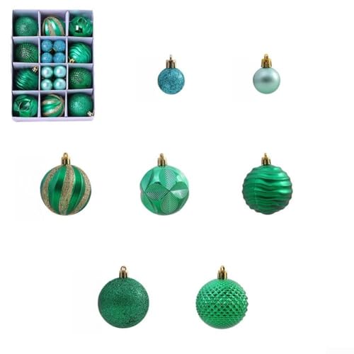 26-teiliges Weihnachtskugel-Set für Weihnachtsbaum, hängende Ornamente, Heimdekoration, saisonale bruchsichere Kugeln für Urlaubsatmosphäre (grün) von CARMOTTER