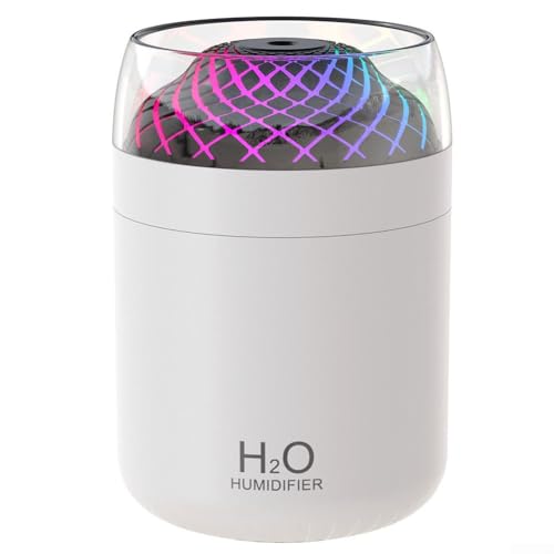 500 ml USB-Luftbefeuchter mit Timer-Optionen und Nachtlicht, geeignet für Schlafzimmer, Büro und Reisen, leiser Nebelbetrieb (weiß) von CARMOTTER