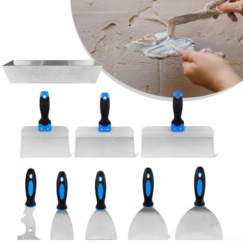 8-teiliges Tapetenschaber-Set, Edelstahl-Spachtelschaber-Set mit Spachtelbox für Betonspachtel 8-teiliges Tapetenschaber-Set, Edelstahl-Spachtelschaber-Set mit Spachtelbox für Betonspachtel von CARMOTTER