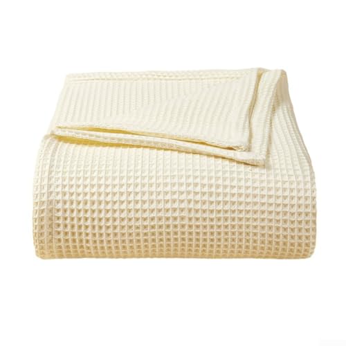CARMOTTER 100 % Baumwolle, Waffeldecke, Webdecken sind atmungsaktiv, hautfreundlich, weich und leicht, für Sofa oder Couch (beige) von CARMOTTER