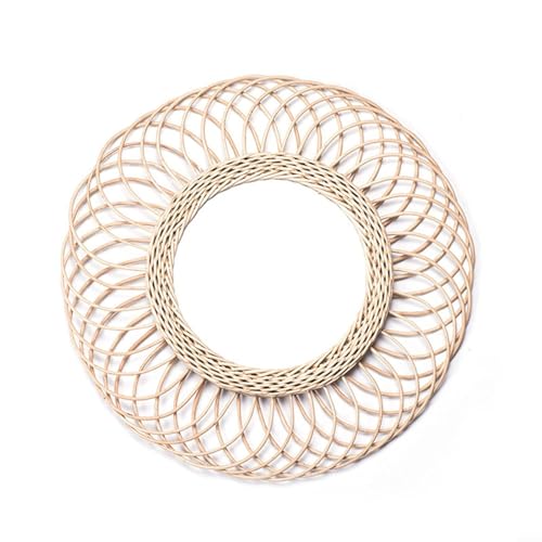CARMOTTER 40.0 cm Vintage Rattan Kreis Wandspiegel Boho Runder Spiegel mit weichen Kanten Dekorativer Spiegel für Bauernhaus Wohnzimmer Schlafzimmer von CARMOTTER