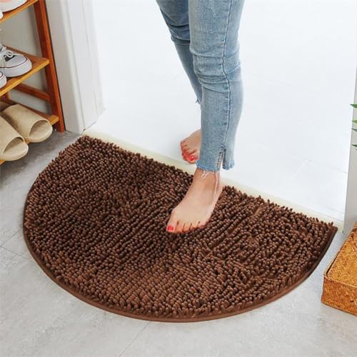 CARMOTTER Halbrunder Teppich für Badezimmer, halbrunde Badematte, rutschfeste Bodenmatte, saugfähige, ultrafeine Faser, dicke Bodenmatte (Kaffee) von CARMOTTER