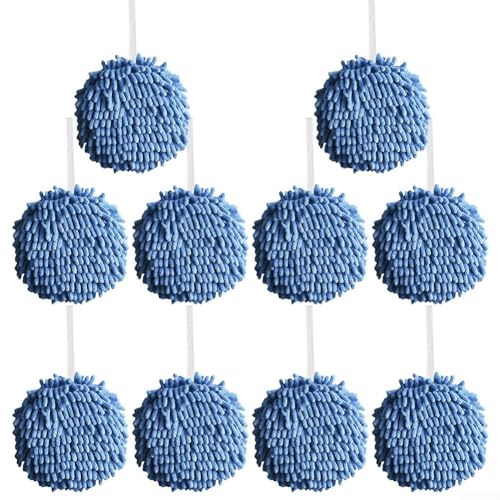 Chenille-Plüsch-Handtücher, schnelltrocknend, 10 Stück, für schnelle Absorption in Küchen und Badezimmern (blau) von CARMOTTER